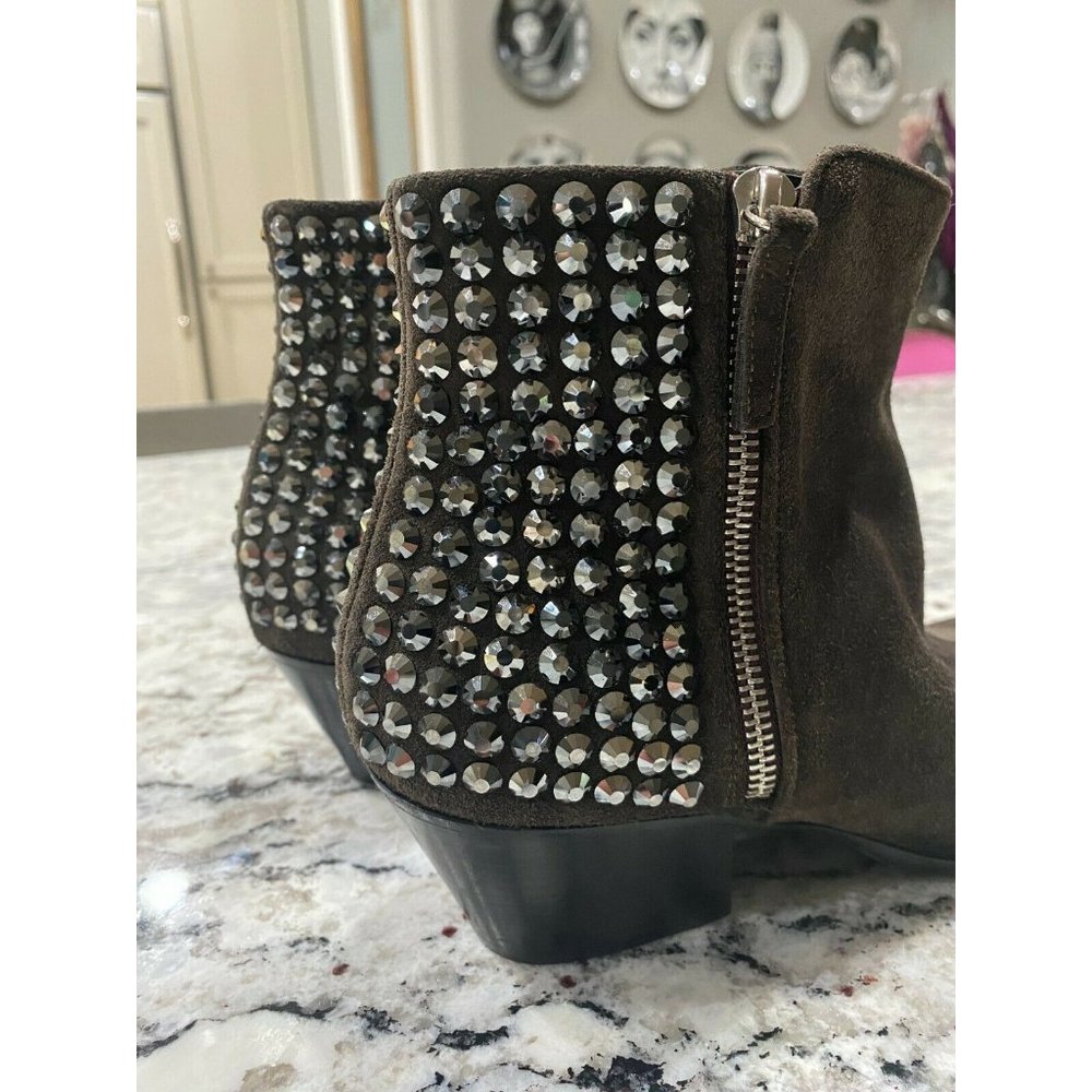 GIUSEPPE ZANOTTI Daddy Grey Crystal Suede Booties - Picture 3 of 12